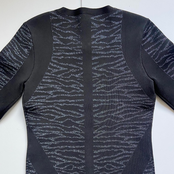 MARCIANO Black Silver Tiger Zebra Liquid Knit Sweater Moto Jacket Mob Chic - Picture 3 of 8